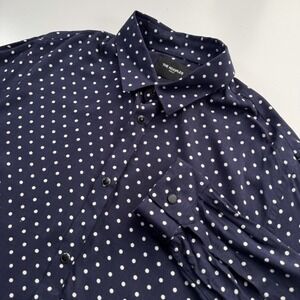 THE‎ KOOPLES Relaxed Button Up Polka Dot Snap Shirt Mens Medium Blue Lightweight